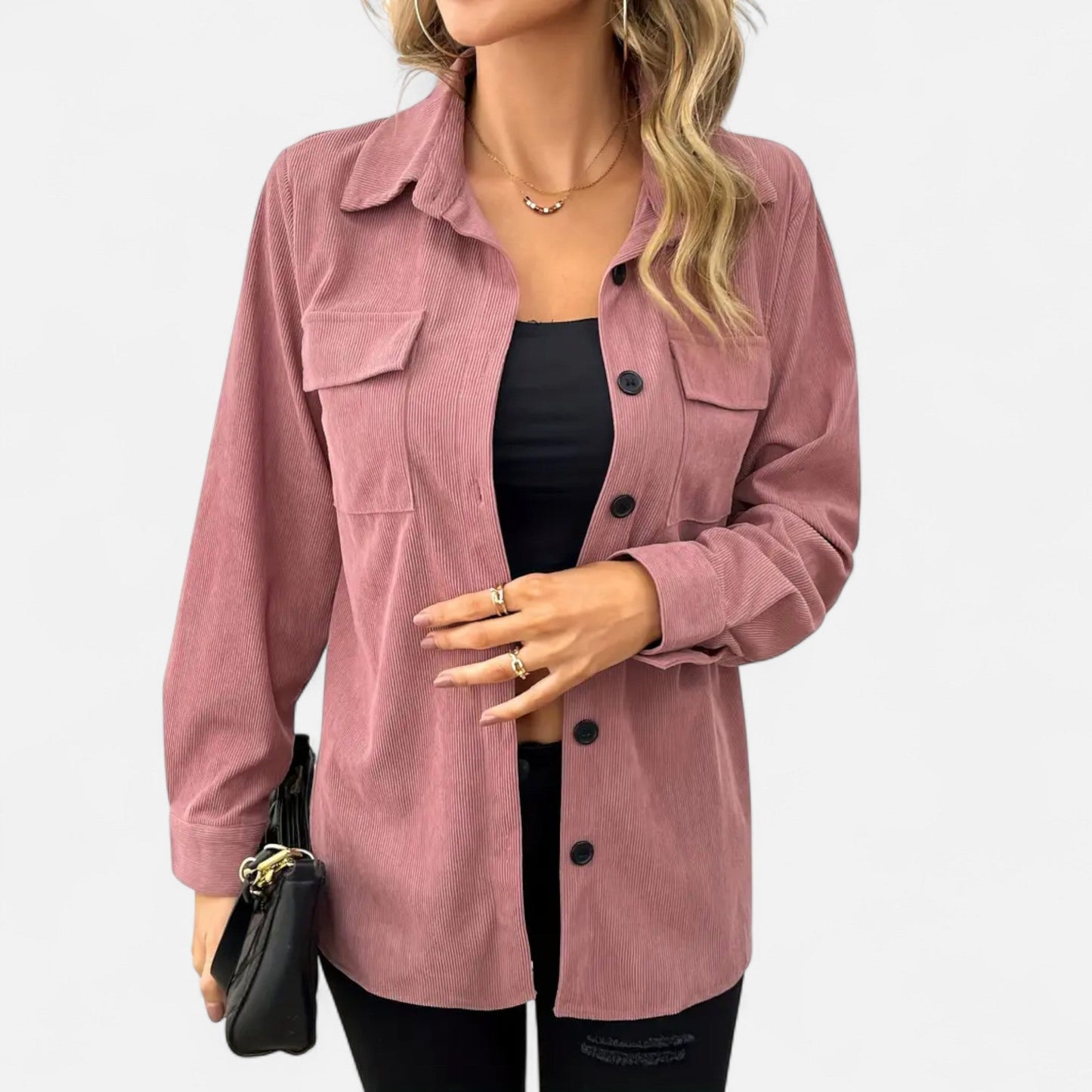 Camisa de Pana Mujer con Bolsillos de Solapa